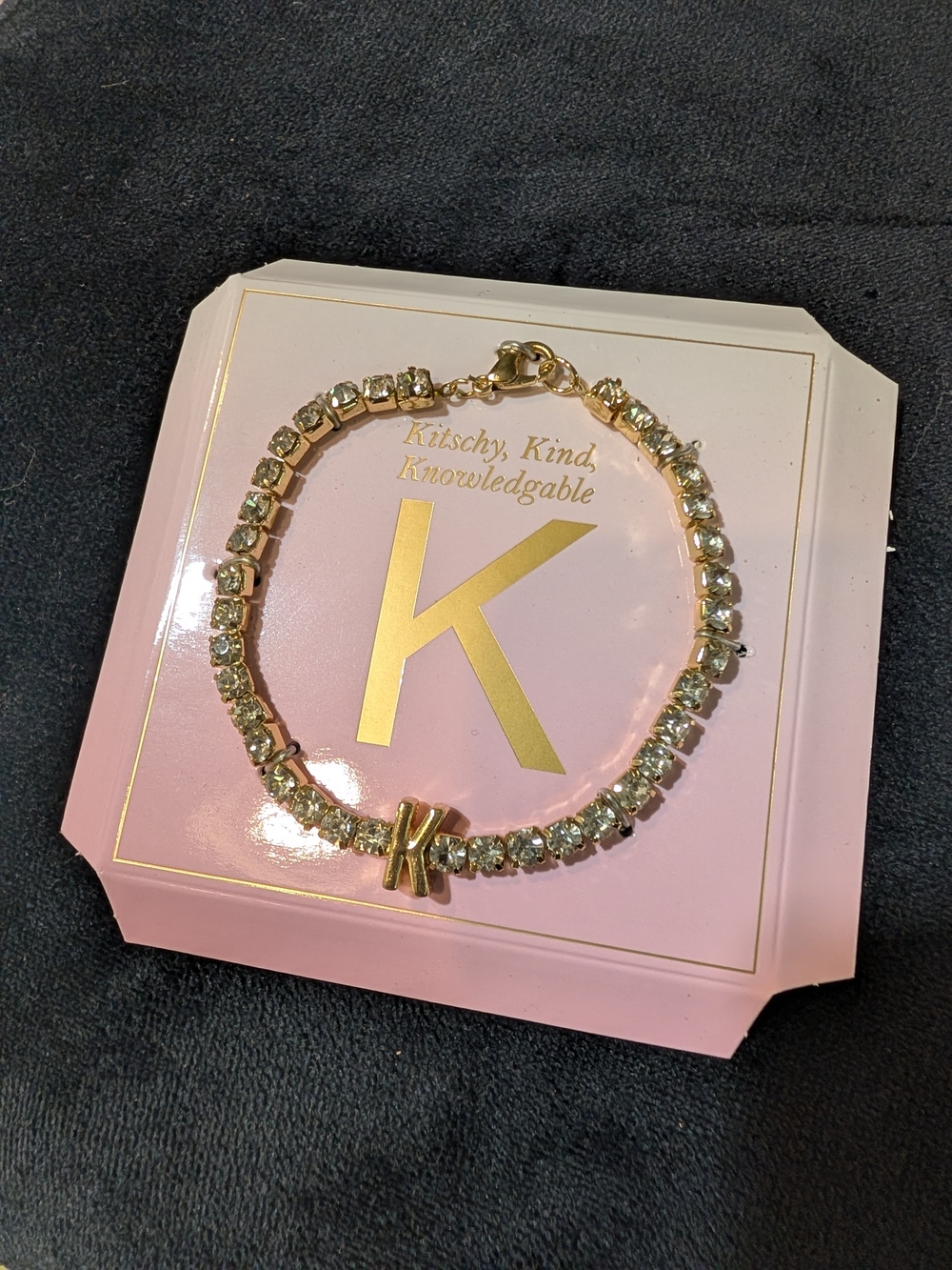 Gold Tone and Clear Crystal Initial 'K' Bracelet - Women's Jewelry